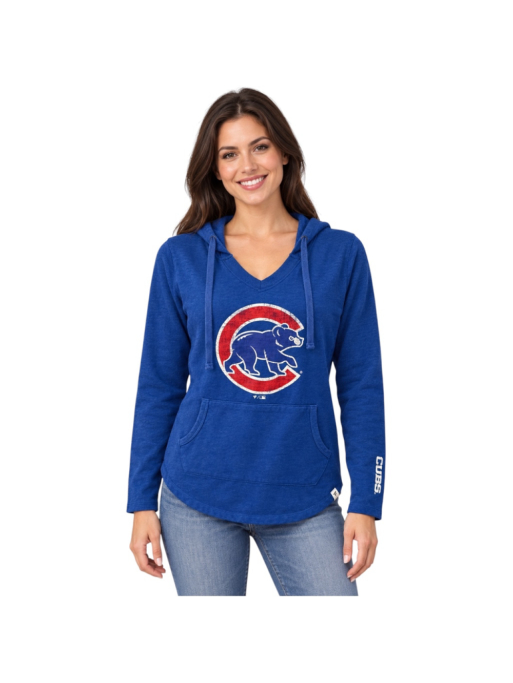 Fanatics Chicago Cubs Blue V-Neck Pullover Hoodie Women’s Small